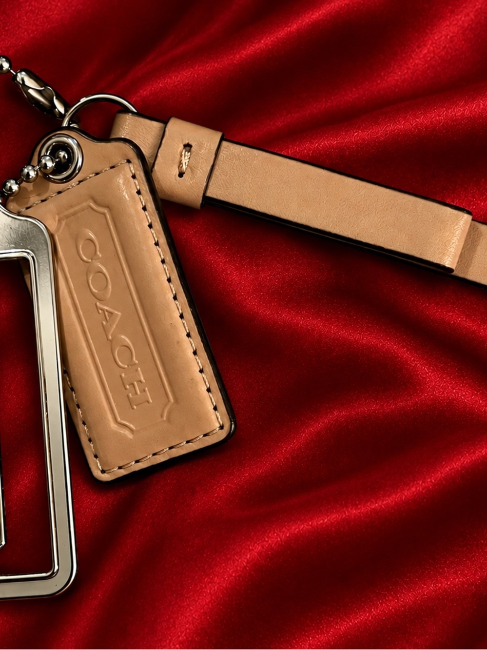 Coach Metal Tag, Tan Leather Hangtag, and Strap